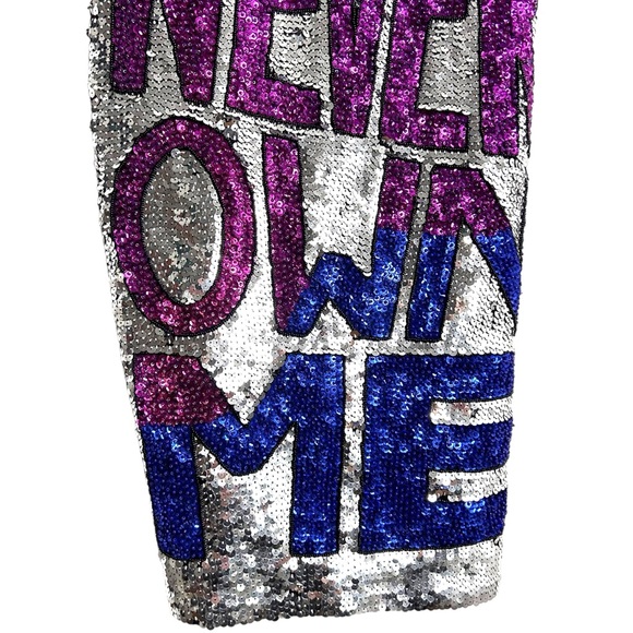 Discount universe “you will never own me” body con, sequin dress EUC SZM - Picture 3 of 9
